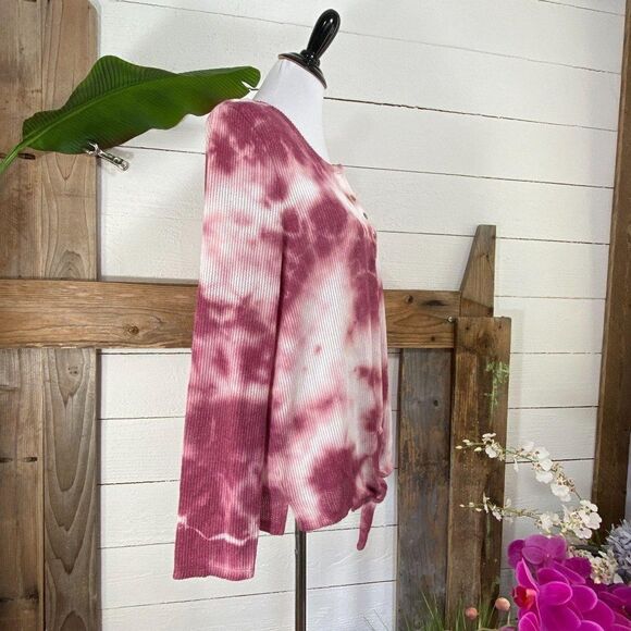 C & C California Pink White Waffle Knit L Tee NWT - Picture 5 of 10